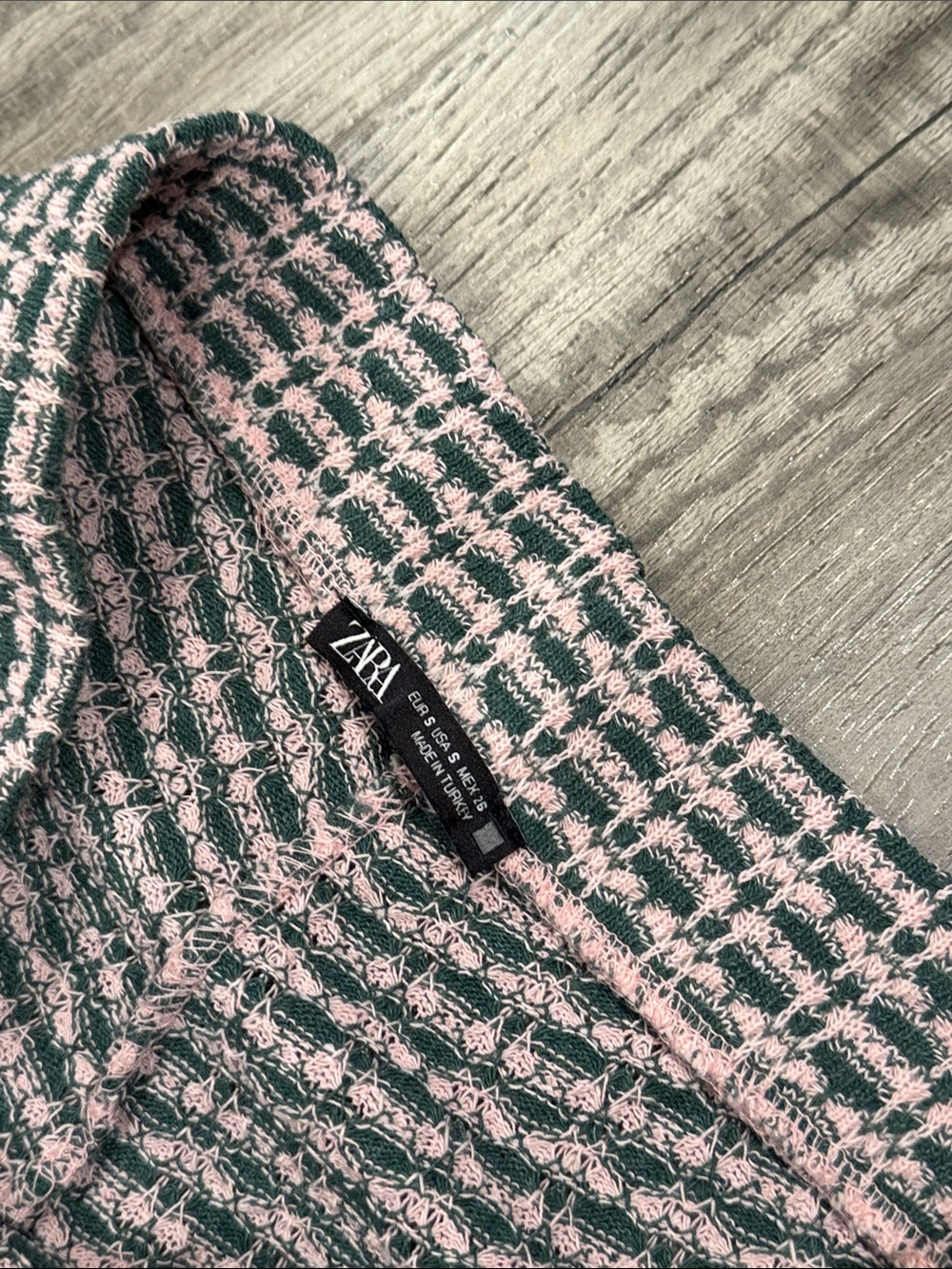Zara Pink & Green Geometric Knit Pull-On Wide Leg Pants Size S - Picture 6 of 10